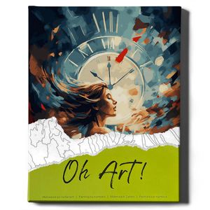 Oh Art! – Malování podle čísel set Dívka a magické hodiny – 40x50 cm, s dřevěným rámem a štětci,