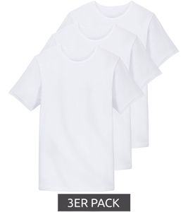 3er Pack watson´s Herren Basic T-Shirt aus Baumwolle Rundhals-Shirt Weiß, Größe:M