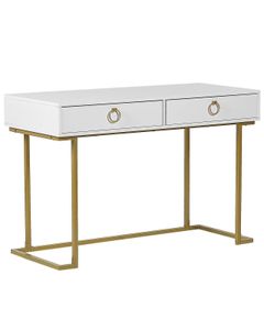 BELIANI Konsolentisch Weiß /Gold aus MDF-Platte Metalgestell Rechteckig Wohnzimmer Schlafzimmer Flur Modernes Design Glamour-Stil