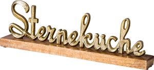 Sterneküche Schriftzug L40cm Metall Gold Mango Holz Tischdeko Deko Aufsteller