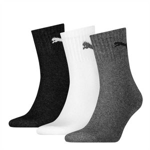 PUMA Uni športové ponožky, 3 páry - krátke ponožky, tenisové ponožky, jednofarebné čierne/biele/šedé 39-42