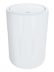 Spirella Design Kosmetikeimer "Cocco" mit Extra Ring für Müllbeutel Treteimer Schwingdeckeleimer Abfallbehälter mit Schwingdeckel 5 Liter (ØxH): 19 x 26 cm Weiß