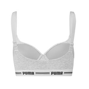 PUMA Damen Bra - Iconic Padded Top, Soft Cotton Modal Stretch Grau M