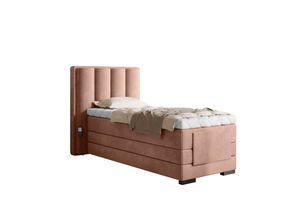 Veros Boxspringbett mit Motor 90x200 cm Boxbett Rosa (Samt)