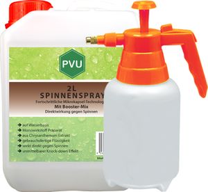PVU 2L + 2L Sprüher Anti Spinnenspray, Spinnenmittel, gegen Spinnen, mit Booster-Mix, Spinnen Abwehr, Spinnen Vernichter Ex frei Gift, Insektenschutz Innen und Außen