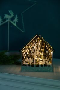 Spiegel Weihnachtshaus mit LED-Beleuchtung, Winter-Dekoration