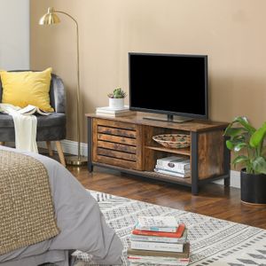 VASAGLE TV-Schrank Fernsehtisch 2 Schiebetüre 110 x 40 x 45 cm TV Lowboard  mit 2 Regalebenen Vintage in Industrie-Design LTV41BX