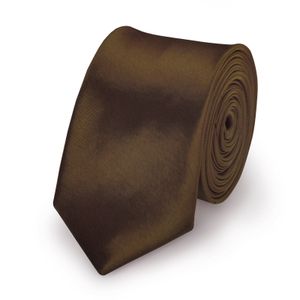 Krawatte Braun slim aus Polyester einfarbig uni schmale 5 cm
