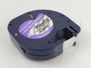 vhbw 1x Schriftband-Kassette kompatibel mit Dymo LetraTag XM, XR Etiketten-Drucker 12mm Schwarz auf Transparent