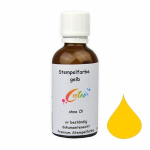 Creleo - Stempelfarbe gelb 50 ml ohne Öl Premium Stempelfarbe PREISHIT