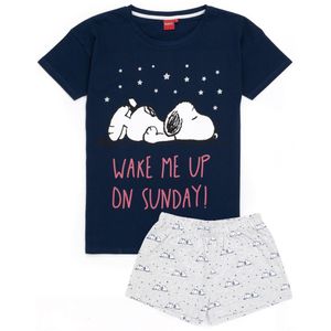 Snoopy - Schlafanzug mit Shorts für Damen NS6612 (L) (Marineblau/Hellgrau)