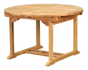 Teakholz Tisch ausziehbar Rondo 120 cm als flexibler Teak Ausziehtisch naturbelassen Teak-Tisch rund massiv