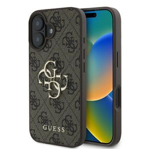 Guess hard silikonový obal iPhone 16 PLUS 6.7" Hnědý 4G Big Metal Logo