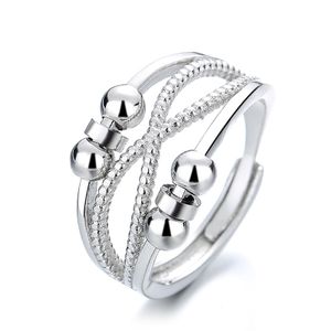 INF Anti-Stress-Ring mit Perlen Silber S