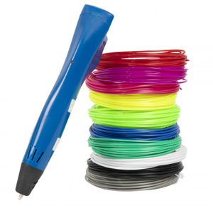 3Dandprint 3D Stift, 3D Pen, 3D Stifte Starterset, 3D Druckerstift, Filamenttyp: PLA, ABS, PETG, inklusive 5 Schablonen, 50 Meter Filament, 10 Farben - Blau