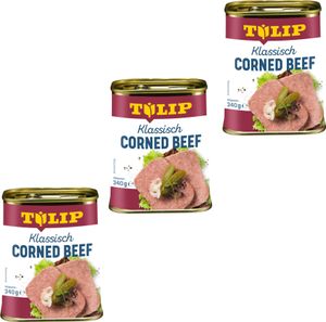 TULIP 3x 340g Corned Beef Delikatesse in Konservendose Proteinquelle Rindfleisch