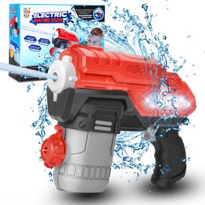 Wasserpistole Elektrische Wasserblaster mit LED Licht wasserdicht 300cc Kapazität 30ft Reichweite Wasserspielzeug für Garten Sommer Partys Schwimmbad Kinder Erwachsene (Schwarz)