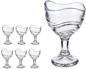 6er Eisbecher Dessertschalen Eisschalen Eisschale Eisgläser Eis Glas Welle Vi14