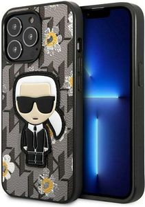 Karl Lagerfeld Iconic Karl Flower - pouzdro pro iPhone 13 Pro (šedé)