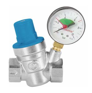 Druckminderer Druckregler IG 1/2 3/4 1" 1-6 Bar Manometer Wasserdruckminderer Regelventil