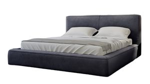 FURMEB24 - KALI 120 x 200 cm Boxspring posteľ s dvoma zásuvkami - Čalúnená posteľ s dreveným rámom - Manželská posteľ s vysokým čelom - Látka Jasmín - Sivá