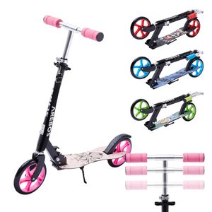 AREBOS Tretroller Scooter, XXL Räder, Tragegurt, rutschfeste Trittfläche, Höhenverstellbar, Tritt-Bremse, max. 100 kg, Pink
