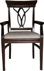 Casa Padrino Biedermeier Esszimmer Stuhl mit Armlehne Beige / Braun - Möbel Restaurant Hotel Gastronomie Bestuhlung