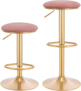 WOLTU Sada 2 barových stoličiek Barová stolička s opierkou na nohy Ergonomická výškovo nastaviteľná stolička Pink