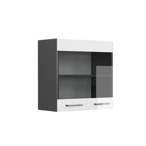 Vicco Küchenschrank Glas R-Line, 60 cm, Weiß Hochglanz/Anthrazit