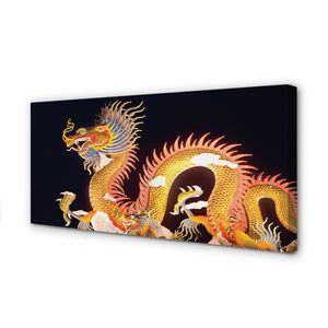 Acrylbilder - Bilder - 140 cm x 70 cm - Wandkunst Goldene Japanische Drachen