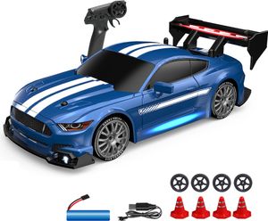 2,4 GHz RC driftovacie auto 1:24 - vysoká rýchlosť 30 km/h s pohonom všetkých kolies, svetlami a náhradnými pneumatikami