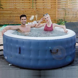 DURAERO Whirlpool aufblasbar, Massagedüsen, Außenwänden aus robustem Material, geeignet für In- & Outdoor, Kabelose Fernbedienung, Dunkelblau 180x70cm