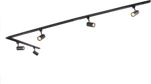 QAZQA - Modern Modernes Schienensystem I Spotlight I Deckenspot I Deckenstrahler I Strahler mit 5-flammig Spot I Spotlight I Deckenspot I Deckenstrahler I Strahler I Lampe I Leuchten Schwarz 1-phasig
