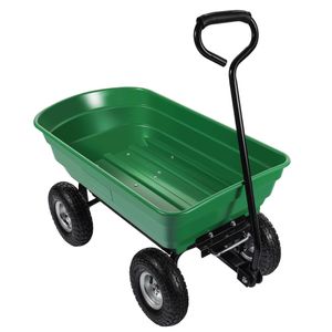 Wiltec Gartenwagen mit Kippfunktion bis 240 kg, Handwagen mit 75 l Volumen, Bollerwagen für Gartenarbeit, Handkarren für u. a. Rasen, Kies u. Schlamm