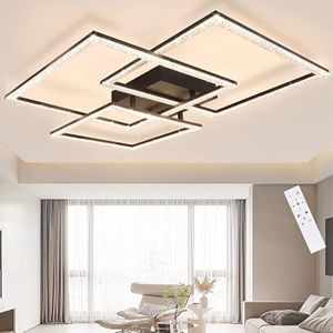 ZMH Lampa sufitowa LED Biała lampa do salonu ściemniana 82 W Nowoczesna kryształowa lampa do sypialni Designerska lampa do wnętrz z pilotem