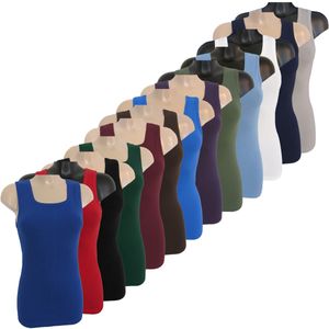 HERMKO 1325 Damen Longshirt in Trend-Farben aus 100%Bio-Baumwolle, Tank Top auch in Übergrößen, längeres Shirt für drüber und drunter, Farbe:marine, Größe:40/42 (M)