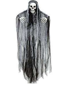 Sensenmann Skelett Halloween-Deko schwarz-grau 90cm