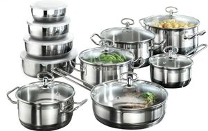 Karcher Topfset Jasmin (Edelstahl, 20-teilig, inkl. Glasdeckel und Edelstahl Schüssel Set, Induktion)