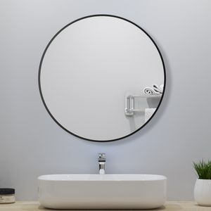 Wandspiegel D3 Serie,Rund Spiegel 50 cm,Badspiegel mit Schwarz Rahmen