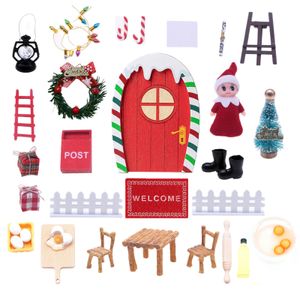 28Stk Wichteltür Zubehör Weihnachten,Miniaturwichtel Zubehör Tür,Wichtel Zubehör Weihnachten,Weihnachtswichtel Tür Tabelle Stuhl