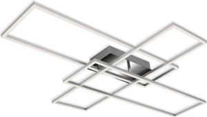 BRILONER FRAME LED Deckenleuchte, in Stufen dimmbar, Schwenkbar, Memoryfunktion, Warmweißes Licht, silberfarbig, 104 x 71 x 9,5 cm
