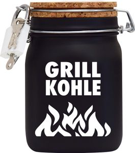 Spardose Geld Geschenk Ideen Grill Kohle Design1 Schwarz Größe L 1 Liter
