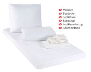 SCHLAFWOHL BASIC® BedBox Decken und Kissen Set mit Bettwäsche und Matratze Bettenset - Alles in Einem Matratzenset aus Baumwolle, Design:Starter Set