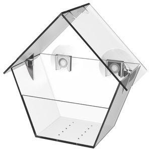 Esschert Design Fensterfutterhaus Transparent mit 2 Saugnäpfen