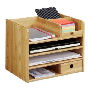 relaxdays Schreibtisch Organizer Bambus