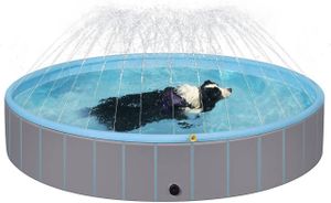 EUGAD Faltbarer Hundepool, Hunde Planschbecken, rutschfeste Badewanne für Hunde Kinder, Wasserbecken mit Wasserspritze, Größe: 160 x 30 cm