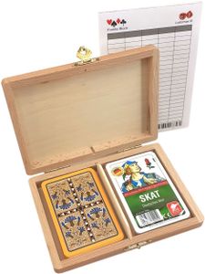 Skat Box Kornblume, deutsches Bild -Club, Kassette mit zwei Skat Kartenspielen