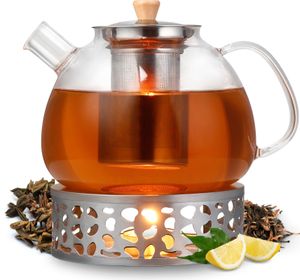 Hanamura Teekanne - Mit Siebeinsatz & Stövchen - Glas - 1.5 L Hanamura Teekanne - Mit Siebeinsatz & Stövchen - Glas - 1.5 L