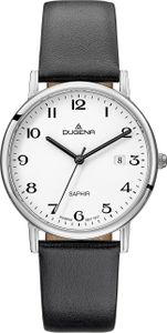 Dugena Herren Quarz-Armbanduhr, Saphirglas, Lederarmband, Zenit
