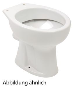 Calmwaters® Stand-WC Universal in Weiß, ovale Standtoilette mit Spülrand, Flachspüler mit waagerechtem Abgang, klassische Toilette aus Sanitärkeramik, bodenstehendes WC, Weiß, 07AB2317